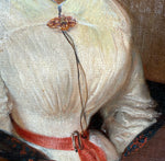Very Fine Antique French Oil Painting Portrait of a Beautiful Young Woman, Gold Gesso on Wood Frame
