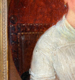 Very Fine Antique French Oil Painting Portrait of a Beautiful Young Woman, Gold Gesso on Wood Frame
