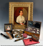 Very Fine Antique French Oil Painting Portrait of a Beautiful Young Woman, Gold Gesso on Wood Frame