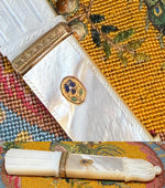 Antique French c.1810-30 Palais Royal Scabbard Needle Case, Mother of Pearl, 18k Enamel Medallion