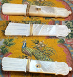 Antique French c.1810-30 Palais Royal Scabbard Needle Case, Mother of Pearl, 18k Enamel Medallion