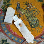 Antique French c.1810-30 Palais Royal Scabbard Needle Case, Mother of Pearl, 18k Enamel Medallion