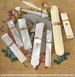 Antique French c.1810-30 Palais Royal Scabbard Needle Case, Mother of Pearl, 18k Enamel Medallion