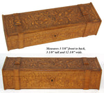 Antique Hand Carved Black Forest 12.5" Long Glove or Desk Box, Casket, Straps & Foliage