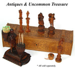 Antique Hand Carved Black Forest 12.5" Long Glove or Desk Box, Casket, Straps & Foliage