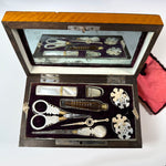 Fine Antique c.1810-30s French Palais Royal Mother of Pearl and 18k Gold Sewing Box, Excellent Condition