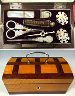 Fine Antique c.1810-30s French Palais Royal Mother of Pearl and 18k Gold Sewing Box, Excellent Condition