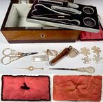 Fine Antique c.1810-30s French Palais Royal Mother of Pearl and 18k Gold Sewing Box, Excellent Condition