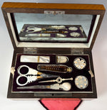 Fine Antique c.1810-30s French Palais Royal Mother of Pearl and 18k Gold Sewing Box, Excellent Condition