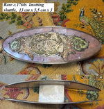 Exceptionally Rare French Louis XV Mother-of-Pearl & Precious Metal Inlaid Knotting Shuttle, c. 1760–1775