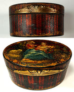 Antique French Vernis Martin Oval Snuff Box Paris, Circa 1775-1790, Louis XVI Era, Dore Bronze Frame