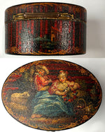 Antique French Vernis Martin Oval Snuff Box Paris, Circa 1775-1790, Louis XVI Era, Dore Bronze Frame
