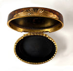 Antique French Vernis Martin Oval Snuff Box Paris, Circa 1775-1790, Louis XVI Era, Dore Bronze Frame