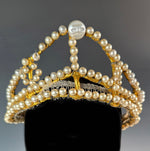 Stunning Antique French Diadem, Crown, Tiara #1 in Huge Paste Pearl Gems, Made for a Wedding