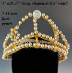 Stunning Antique French Diadem, Crown, Tiara #1 in Huge Paste Pearl Gems, Made for a Wedding