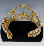 Stunning Antique French Diadem, Crown, Tiara #1 in Huge Paste Pearl Gems, Made for a Wedding
