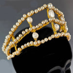 Stunning Antique French Diadem, Crown, Tiara #2 in Huge Paste Pearl Gems, Made for a Wedding