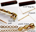 Antique Victorian 4.75" Long Bespoke 16k Brooch w Fresh Water Pearls - in Original Box, c.1850s