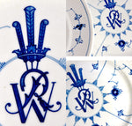 Set of 6 Danish Bing & Grondahl København 9" Plates with Elaborate Royal Bespoke Crest Monogram, c.1948-51