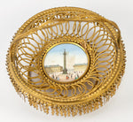 Antique French Palais Royal Grand Tour Souvenir Tray, Place Vendome Eglomise