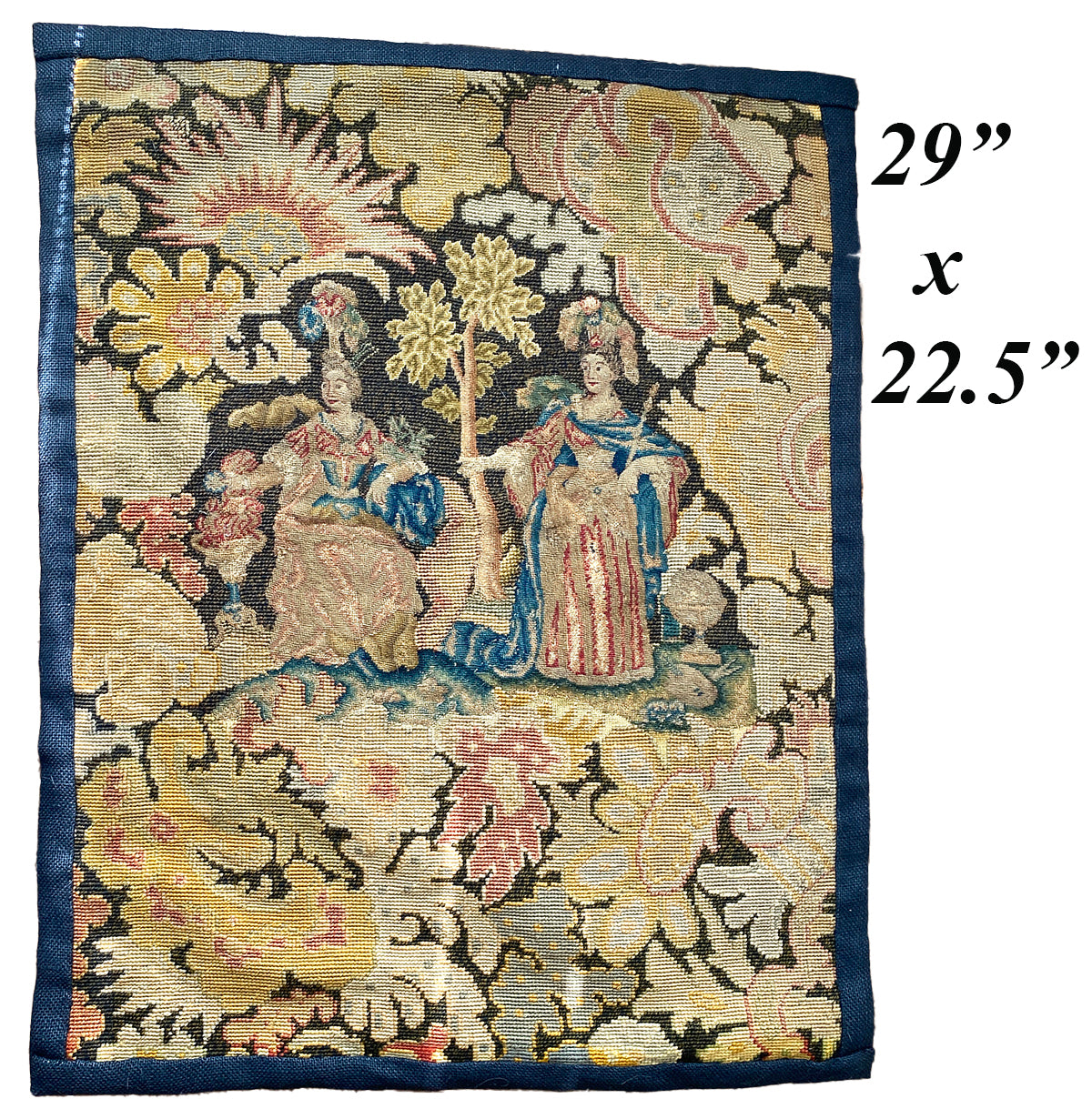 Antique French 18th Century Point de Saint Cyr and Needlepoint Tapestry, 29" x 22.5" for Wall or Pillow