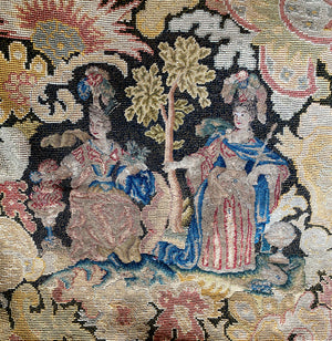 Antique French 18th Century Point de Saint Cyr and Needlepoint Tapestry, 29" x 22.5" for Wall or Pillow