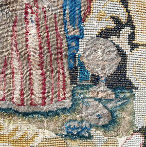 Antique French 18th Century Point de Saint Cyr and Needlepoint Tapestry, 29" x 22.5" for Wall or Pillow