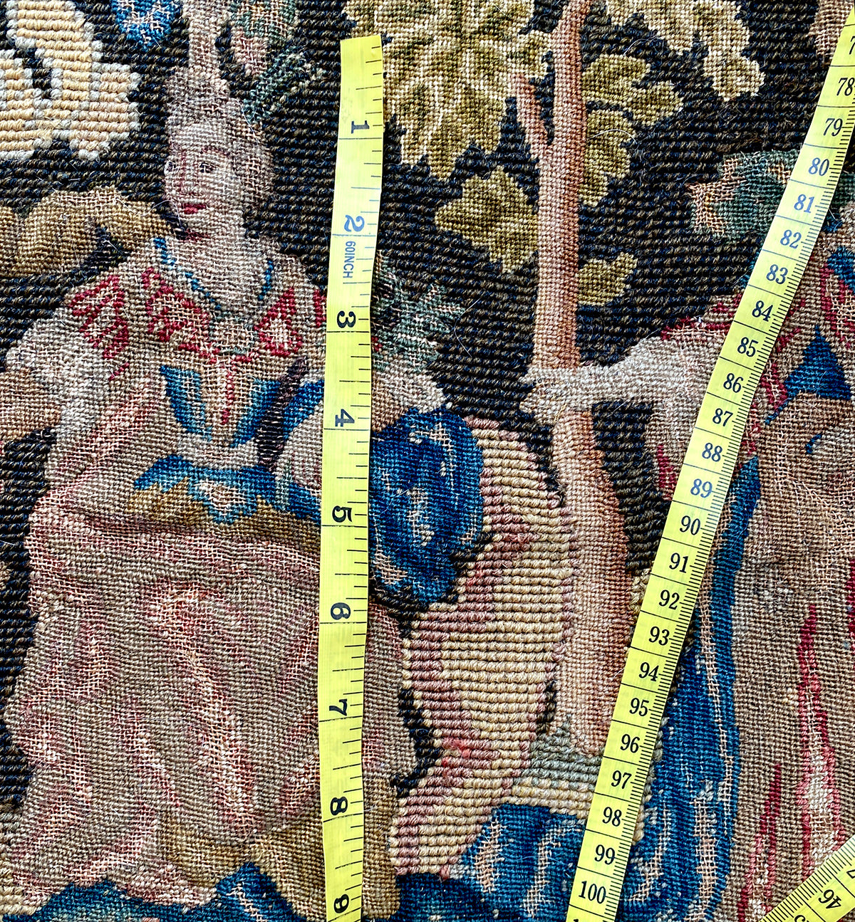 Antique French 18th Century Point de Saint Cyr and Needlepoint Tapestry, 29" x 22.5" for Wall or Pillow