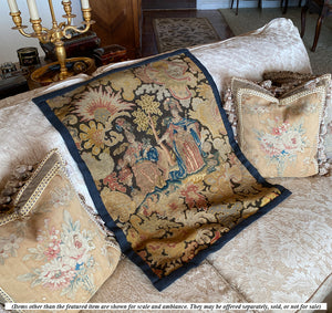 Antique French 18th Century Point de Saint Cyr and Needlepoint Tapestry, 29" x 22.5" for Wall or Pillow