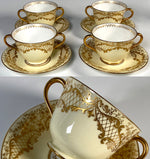 Antique Belle Epoch Raised Gold Enamel Cup and Saucer Set, c.1895-1902 Royal Doulton, England