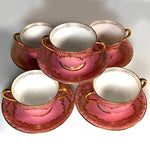Antique Belle Epoch Raised Gold Enamel Cup and Saucer Set, c.1895 - 1902 Royal Doulton, England