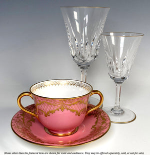 Antique Belle Epoch Raised Gold Enamel Cup and Saucer Set, c.1895 - 1902 Royal Doulton, England