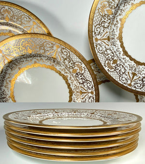 Set of 10 vintage brass and enamel plates