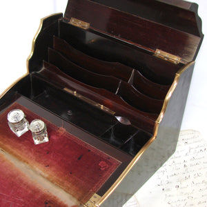 Rare Antique French Napoleon III 13.5" Boulle Lap Desk, Writer's Box or Ecritoire