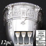 RARE Antique Gorham Sterling Silver 12pc Goblet Set, "Florenz" Florentine Figural Pattern