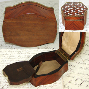 Superb Antique French Napoleon III Era Pocket Watch Box, Display Casket, Tumbling Blocks Marquetry Inlay