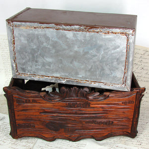 Antique Black Forest Carved 16" Jardiniere, Plant Box, Griffens with Fox & Lamb Petitpoint