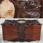 Antique Black Forest Carved 16" Jardiniere, Plant Box, Griffens with Fox & Lamb Petitpoint