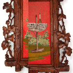 Antique Victorian Era Black Forest Carved 20" Frame, Beadwork Needlepoint with Musicians