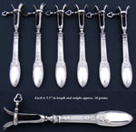 Antique French Sterling Silver 6pc Chop Gigot Set, Côtelettes, Empire Style Figural Swans Pattern