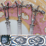 Antique French Sterling Silver 6pc Chop Gigot Set, Côtelettes, Empire Style Figural Swans Pattern