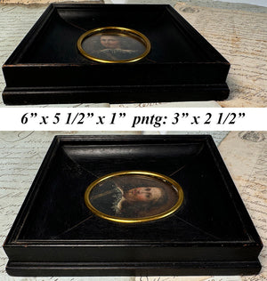 Antique French Portrait Miniature in Oil on Copper Plaque, 17th to 18th Century Gentleman, Van Dyck Beard