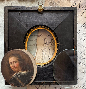 Antique French Portrait Miniature in Oil on Copper Plaque, 17th to 18th Century Gentleman, Van Dyck Beard