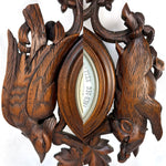 Antique Victorian Era Black Forest Style 27" Wall Barometer & Thermometer, "Fruits of the Hunt" Theme