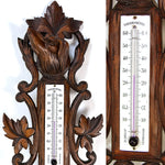 Antique Victorian Era Black Forest Style 27" Wall Barometer & Thermometer, "Fruits of the Hunt" Theme