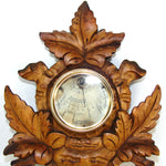 Rare Antique Edwardian Era Black Forest Style 20" Wall Barometer, Thermometer & Hygrometer