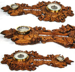 Rare Antique Edwardian Era Black Forest Style 20" Wall Barometer, Thermometer & Hygrometer