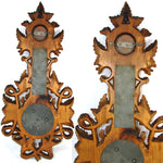Rare Antique Edwardian Era Black Forest Style 20" Wall Barometer, Thermometer & Hygrometer