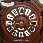 Antique Black Forest Carved 24" Wall or Parlor Clock, Fruits of the Hunt Theme with Fox or Dog, Hare & Fish