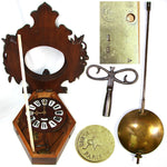 Antique Black Forest Carved 24" Wall or Parlor Clock, Fruits of the Hunt Theme with Fox or Dog, Hare & Fish